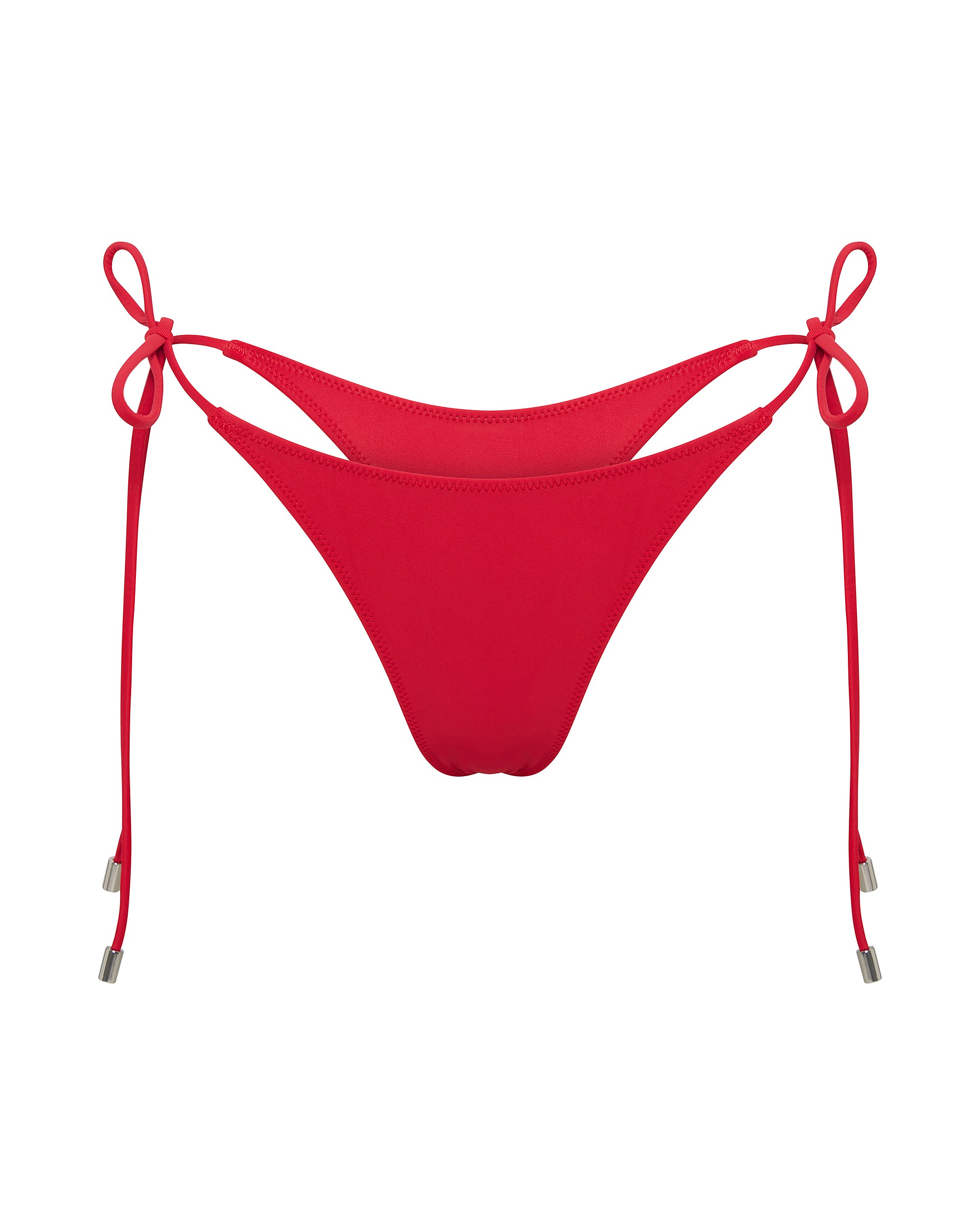 Crimson Red Tie Side Thong Bikini Bottom