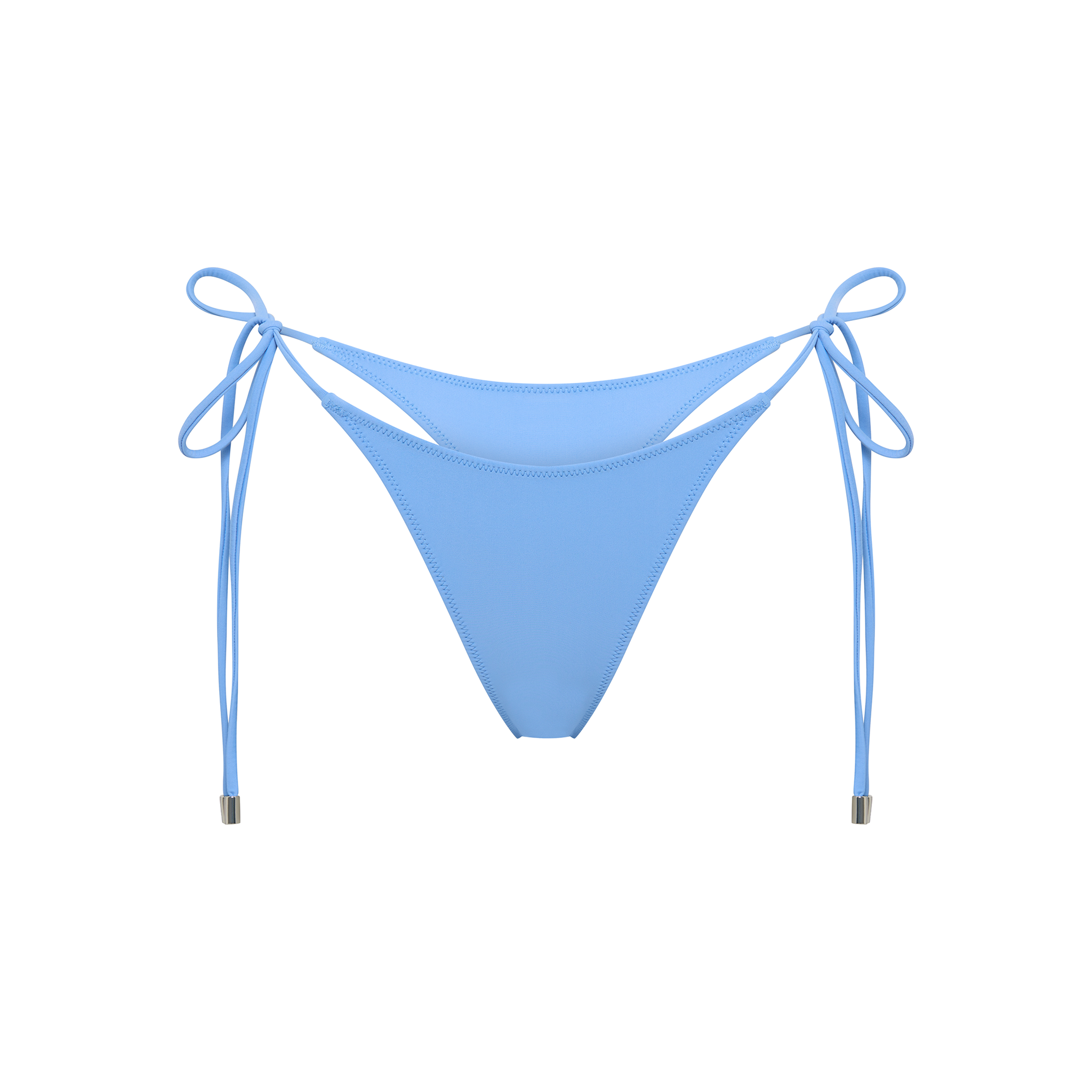 Azure Blue Tie Side Thong Bikini Bottom