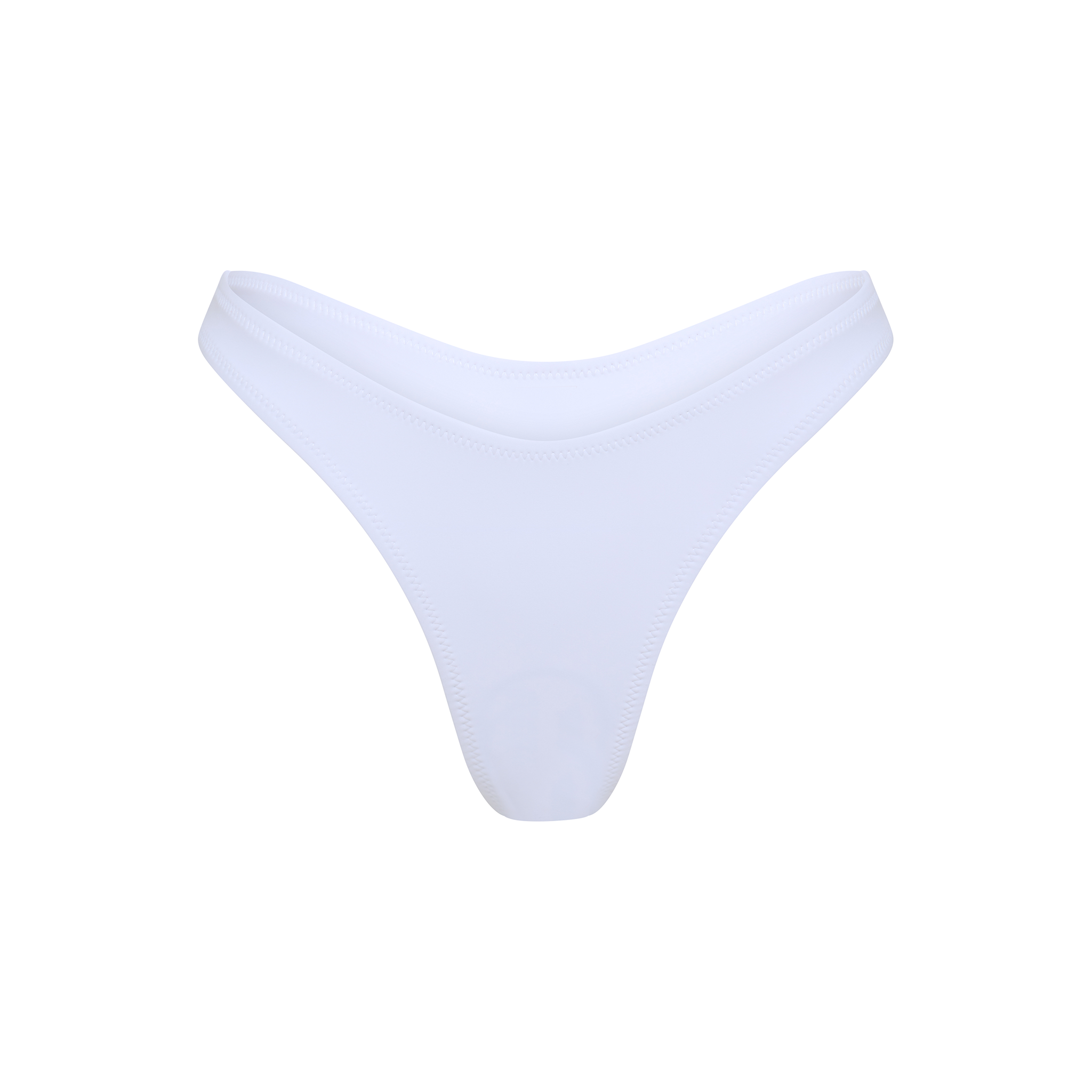 White High Cut Thong Bikini Bottom